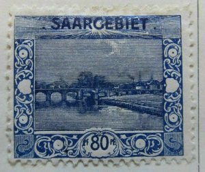 A6P47F70 Germany Saar 1921 80pf mh*