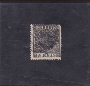 PORTUGUESE INDIA  CROWN SURCHARGED 4 1/2 s/ 5R. Perf. 12,5   AF # 71