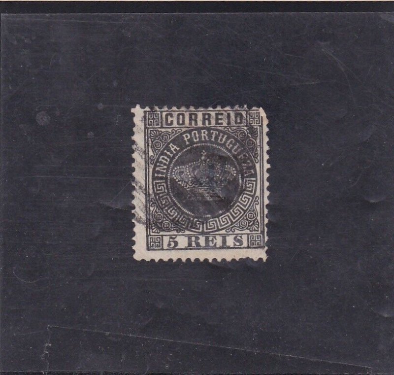 PORTUGUESE INDIA  CROWN SURCHARGED 4 1/2 s/ 5R. Perf. 12,5   AF # 71 
