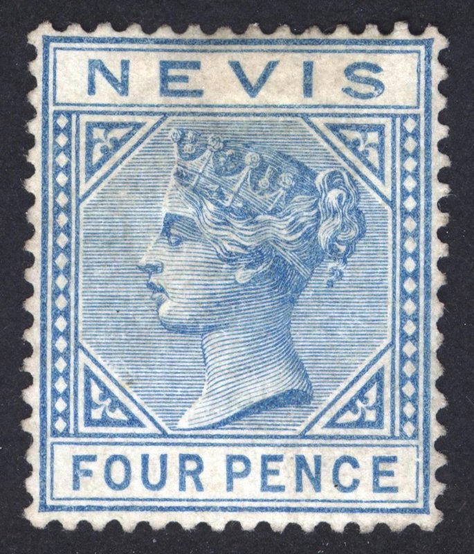 Nevis 1882 4d Blue Wmk CA Scott 26 SG 30 UN Cat $400 ...  SG £350($469)