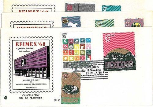 OLYMPICS:  3 FDC COVERS - MEXICO 1968