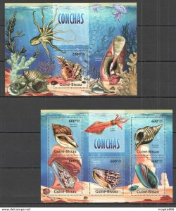 2013 Guinea-Bissau Seashells Fauna Marine Life Kb+Bl ** Stamps St1226