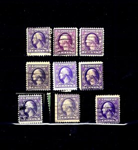 JASTAMPS: U.S. Stamp Scott #502?? 1c Washington ~ Lot of 9 Used