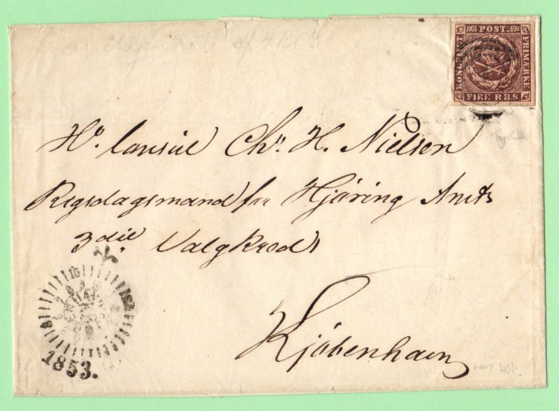 DEN SC #2 on cover (folded letter) w/clock side postmark CV $120.00+ (