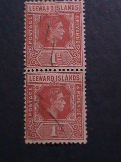 ​LEEWARD ISLANDS-1938 SC#105 KING GEORGE VI- USED PAIR-VF-85 YEARS OLD