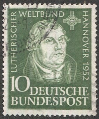 GERMANY 1952 Sc 689  10pf  Martin Luther, Used, VF