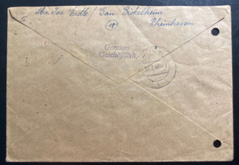 1946 Wallertheim French Zone Germany Postwar Cover to Berlin 