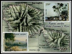 HERRICKSTAMP FRENCH POLYNESIA Sc.# 743A Painting (Map) S/S