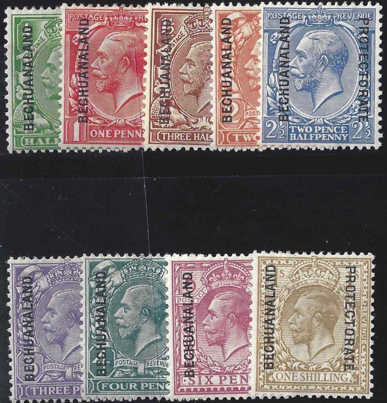 Bechuanaland Protectorate 1913-1924 SC 83-91 MLH SCV $75.00 Set