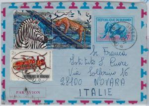 BURUNDI -  POSTAL HISTORY -  AEROGRAMME from GITEGA -  ANIMALS Elephant Zebra