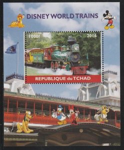 CHAD - 2016 - Disneyland Trains - Perf Souv Sheet #2 - MNH - Private Issue