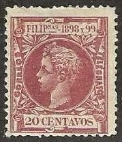 Philippines 206 mint hinge remnant.  large thin.  1898. (P88)