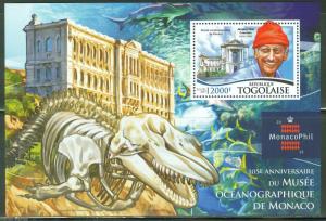 TOGO   2015  105th  ANN OF MONACO OCEANOGRAPHIC MUSEUM  S/S--JACQUES COUSTEAU NH