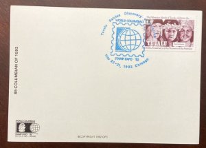 D)1992, TUVALU, FIRST DAY COVER, ISSUE V CENTENARY OF THE DISCOVERY OF