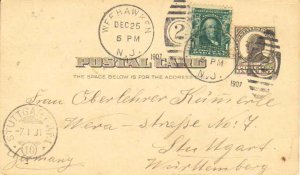 United States New Jersey Weehawken 1907 numeral duplex  1867-1925  1c Frankli...