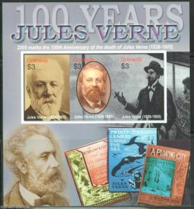 GRENADA SCOTT#3524 100th MEMORIAL JULES VERNE SHEET  MINT NH IMPERFORATED