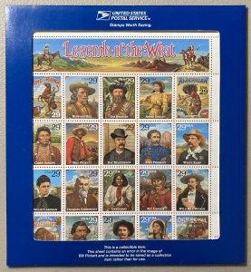U.S. 1994 #2870 Recalled Sheet, Legends of the West, MNH(PO Fresh).