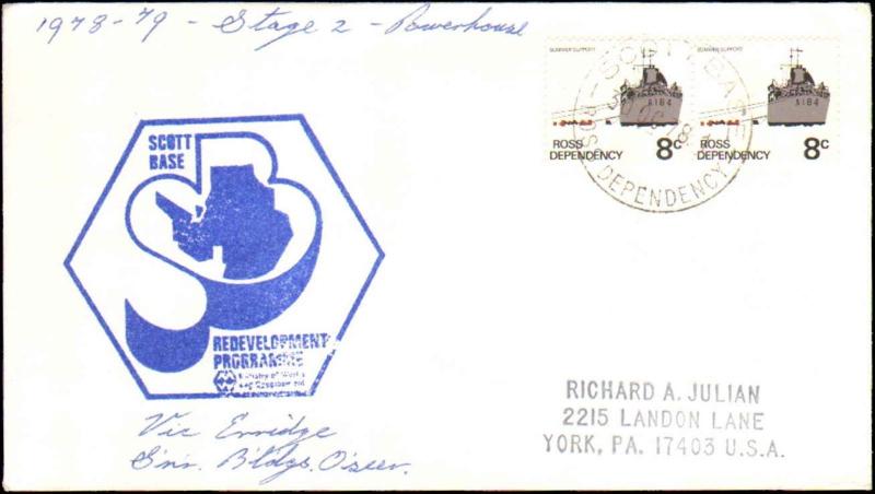 1978 NEW ZEALAND ROSS DEPENDENCY + CACHET + SIGNED  