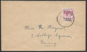 MALAYA 1950 cover GVI 10c optd BMA - IPOH cds to Penang....................10875