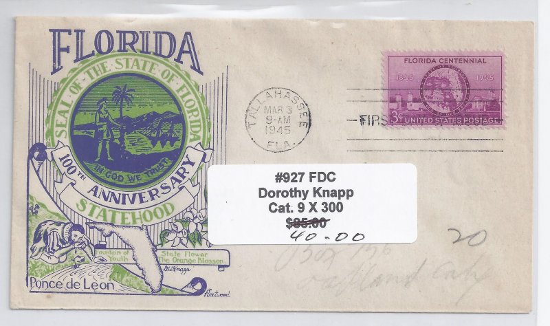 US #927 First Day Cover