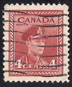 Canada #254 4 cent King George 6, used EGRADED XF 93 XXF