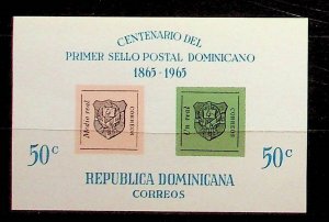 DOMINICAN REP. Sc 617a NH SOUVENIR SHEET OF 1965 - STAMPS-ON-STAMPS