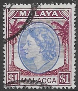 Malaysia - Malacca - 42   1954  $1.00  fine used