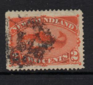 Newfoundland Sc 48 1887 2c red orange codfish stamp used