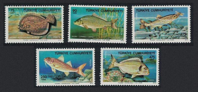 Turkey Fishes 5v 1975 MNH SG#2538-2542 MI#2369-2373