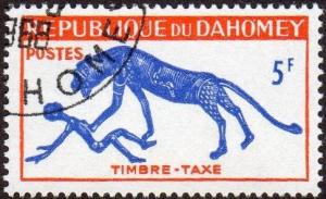 Dahomey J31 - Cto - 5fr Rock Art / Jaguar & Man (1963)