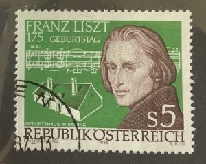 Austria 1986 Scott 1371 used - 5s,   Franz Liszt