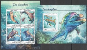 HM0937 2018 CENTRAL AFRICA DOLPHINS MARINE LIFE FAUNA #7882-5+BL1776 MNH