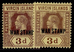 BRITISH VIRGIN ISLANDS GV SG79 + 79a, 3d SHADE VARIETIES, M MINT. Cat £20.