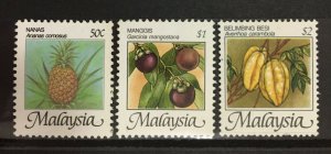 Malaysia 1986 Fruits Series 3V part set SG#345 347 & 347c Mint Wmk SPM M3896 