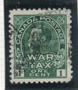 CANADA; 1915 early GV WAR TAX issue Type I, used Shade of 1c. value