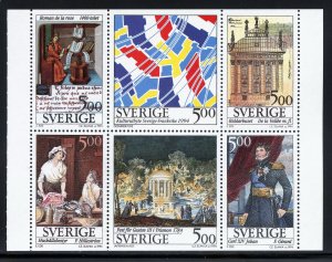 Sweden 2070a MNH, Swedish-French Cultural Relations Booklet pane from 1994.