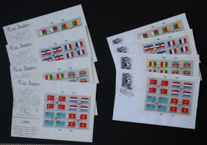 United Nations Flags #325 - 340 Sheets of 16 First Day Covers (8)