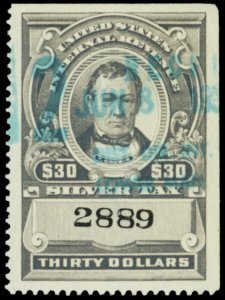 RG127, Used $30 Silver Tax Revenue Stamp XF and Sound - Stuart Katz