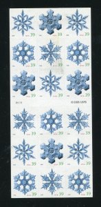 4116b Snowflakes Complete Booklet of 18 39¢ Stamps MNH