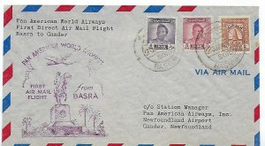 IRAQ 1949 FIRST FLIGHT BASRAH TO GANDER NEW FOUNDLAND RARE