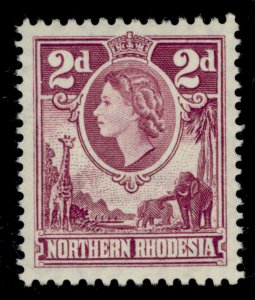 NORTHERN RHODESIA QEII SG64, 2d reddish purple, NH MINT.