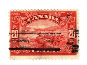 Canada Sc 157 1929 20c harvesting grain stamp used
