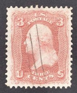 US Stamp #94 3c Rose Washington F Grill USED SCV $12.5