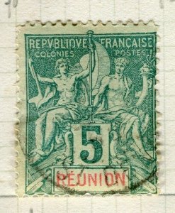 FRENCH  REUNION 1892 classic Tablet Type issue used 5c. value