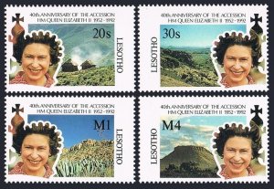 Lesotho 881-884,885,MNH.Michel 965-968,Bl.87. Queen Elizabeth II,Reign-40,1992.