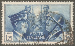 ITALY Sc# 418 USED FVF Hitler & Mussolini Soldiers