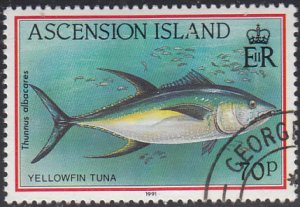 Ascension 1991 used Sc #528 70p Yellowfin tuna