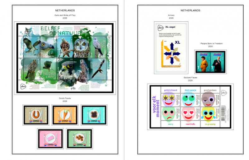 COLOR PRINTED NETHERLANDS 2011-2020 STAMP ALBUM PAGES (159 illustrated pages)