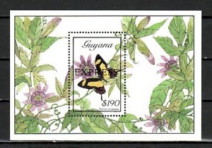 Guyana, Scott cat. E17. Butterfly with Express o/print on s/sheet. ^