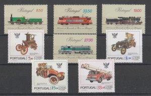 1981 Portugal 2 MNH* Set / Railways Trains / Fire Engines 19900-